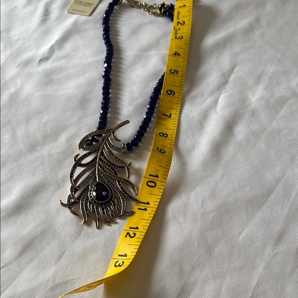 Artistic Blue and Gold Statement Necklace with Sculptural Design - Picture 5 of 8